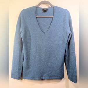 Ann Taylor 100% Cashmere V-Neck Sweater - Teal Blue - Size M